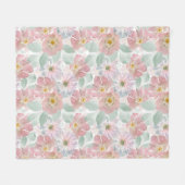 水の色の繊細な花。 フリースブランケット (正面(横))