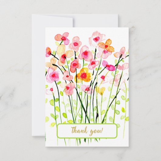 水の色の繊細な野花。ありがとうございます。 サンキューカード (正面)