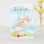 水の色の羊の農場ありがとう カード (黄色い花)