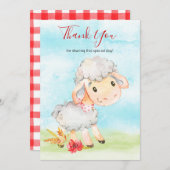 水の色の羊の農場ありがとう サンキューカード (正面/裏面)