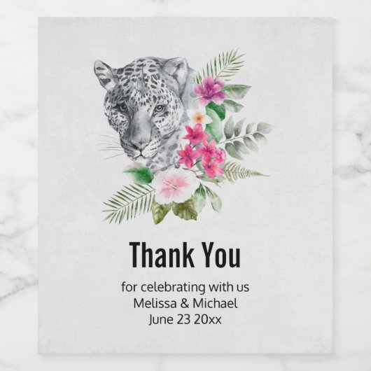 水の色の美しいヒョウ頭ありがとう ワインラベル (シングルラベル)