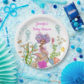 水の色の美しい茶色のリトルマーメイド誕生日 ペーパープレート (パーティー)