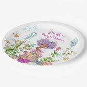 水の色の美しい茶色のリトルマーメイド誕生日 ペーパープレート (アングル)