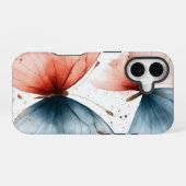 水の色の羽エレガント"蝶のアートフォンケース iPhone 16ケース (裏面横)