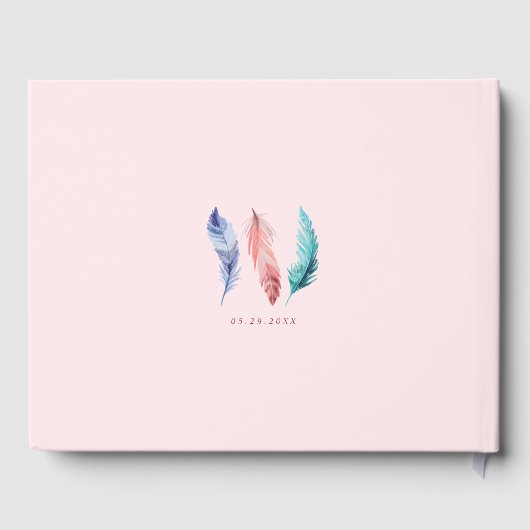 水の色の羽シックなボヘミアンガールベビーシャワー ゲストブック (裏面)