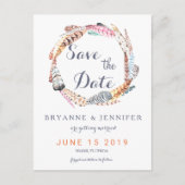 水の色の羽ボヘ素朴ミアン日付を保存 案内ポストカード (正面)