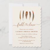 水の色の羽ボホ秋ブライダルシャワー 招待状 (正面)
