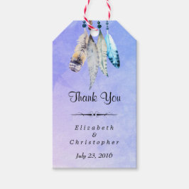水の色の羽結婚の感謝 ギフトタグ