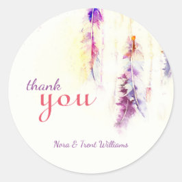 水の色の羽結婚の感謝 ラウンドシール