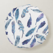 水の色の羽:シームレスな風通しのパターン。 ラウンドクッション (裏面)