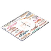 水の色の羽。名前.ボホフェミニンー模様 ノートブック (左側)