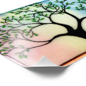 水の色の背景の上のVellum上のツリー フォトプリント (角)