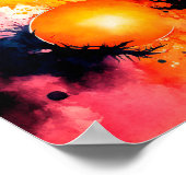 水の色の背景（太陽とスプラッシュ付き） ポスター (角)