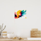 水の色の背景（太陽とスプラッシュ付き） ポスター (キッチン)