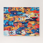 水の色の色彩の鮮やかドッグコラージュ ジグソーパズル (横)