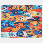 水の色の色彩の鮮やかドッグコラージュ フリースブランケット (正面(横))