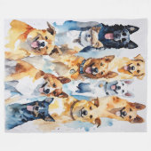 水の色の色彩の鮮やかドッグコラージュ フリースブランケット (正面(横))