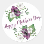 水の色の花かわいらしで母の日を楽しむ ラウンドシール (正面)