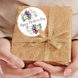 水の色の花かわいらしで母の日を楽しむ ラウンドシール