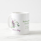 水の色の花のスプレーとハッピーマザーズの日 コーヒーマグカップ (正面左)