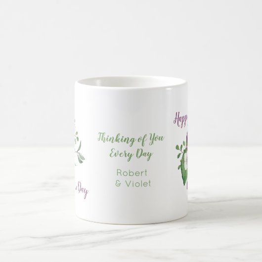 水の色の花のスプレーとハッピーマザーズの日 コーヒーマグカップ (中央)
