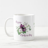 水の色の花のスプレーとハッピーマザーズの日 コーヒーマグカップ (左)