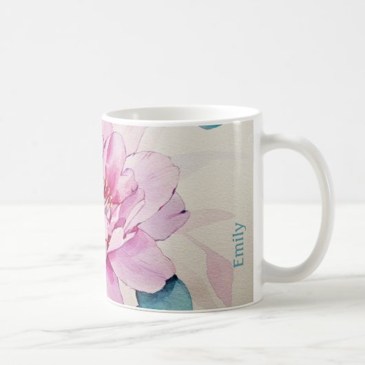 水の色の花を個人用に設定 コーヒーマグカップ (右)