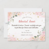 水の色の花スノーフレークのリハーサルディナー 招待状 (正面)