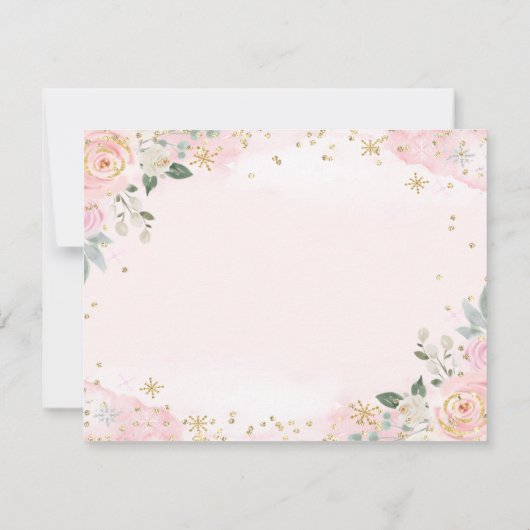 水の色の花スノーフレークのリハーサルディナー 招待状 (裏面)