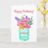 水の色の花束を瓶に。 カード (黄色い花)