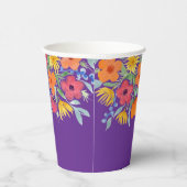 水の色の花模様を紫の紙カップ 紙コップ (右)