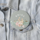 水の色の花模様素朴オンセージ緑の花嫁 缶バッジ (インサイチュ)