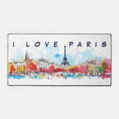 水の色の芸術の私はパリエッフェルタワーを愛する デスクマット (正面)