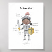 水の色の茶色の肌の女の子の神の鎧プリント ポスター (正面)