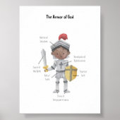 水の色の茶色の肌の男の子の神の鎧プリント ポスター (正面)