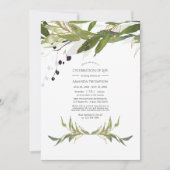 水の色の葉の緑のお祝いの生活 招待状 (正面)