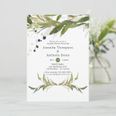 水の色の葉の緑のカップルのシャワー 招待状 (スタンド正面)