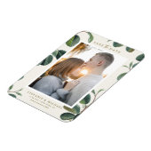 水の色の葉植物性アイボリー日付を保存 マグネット (左側)