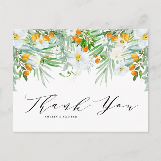 水の色の蘭とクムクアッツガーランドありがとう ポストカード (正面)