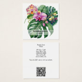 水の色の蘭とモンステラ葉の名刺 (正面&裏面)