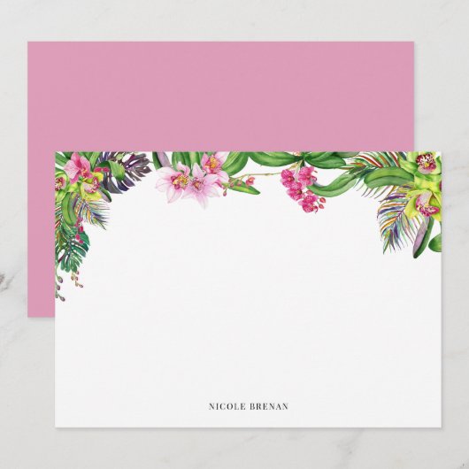 水の色の蘭のパーソナライズお洒落された ノートカード (正面/裏面)