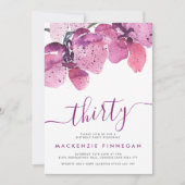 水の色の蘭の紫の30歳の誕生日パーティー 招待状 (正面)