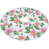 水の色の蘭デザイン12 ブラッシュドポリエステルツリースカート (アングル)