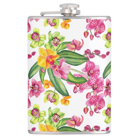 水の色の蘭デザイン18 フラスク (正面)