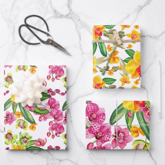 水の色の蘭デザイン18 ラッピングペーパーシート (正面)