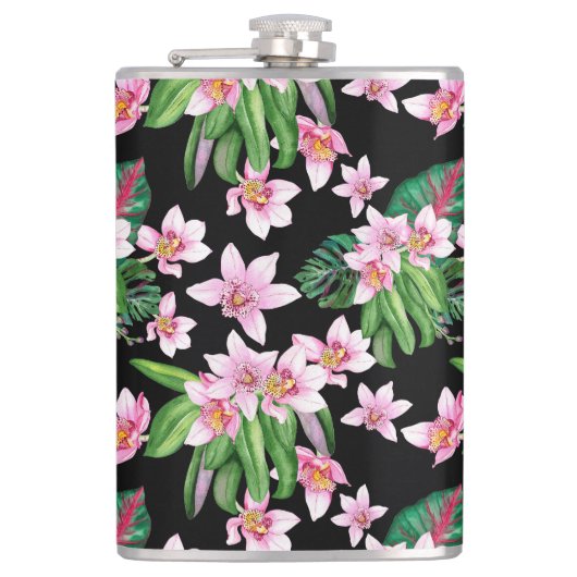 水の色の蘭デザイン27 フラスク (正面)