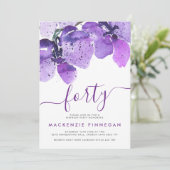 水の色の蘭バイオレットフォーティートバースデーパーティー 招待状 (スタンド正面)