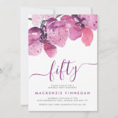 水の色の蘭パープルファイティートバースデーパーティー 招待状 (正面)