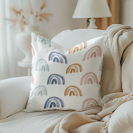 水の色の虹を地球のトーンでリバーシブル クッション