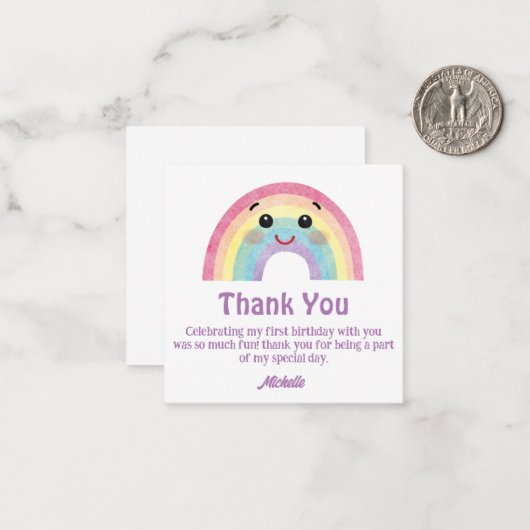 水の色の虹感謝していあなた女の子1誕生日 ノートカード (正面/裏面インサイチュ)